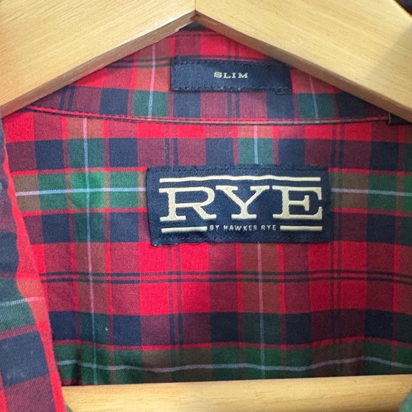 Hawker RYE Button Down Men’s Plaid Shirt Sz Large Slim Fit Red/Green/Navy Preppy - Picture 3 of 6